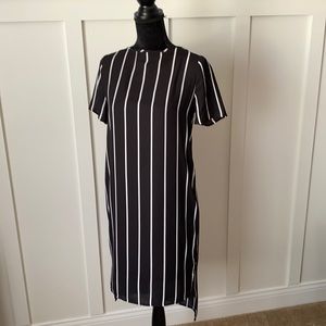 Black and white striped sheath dress